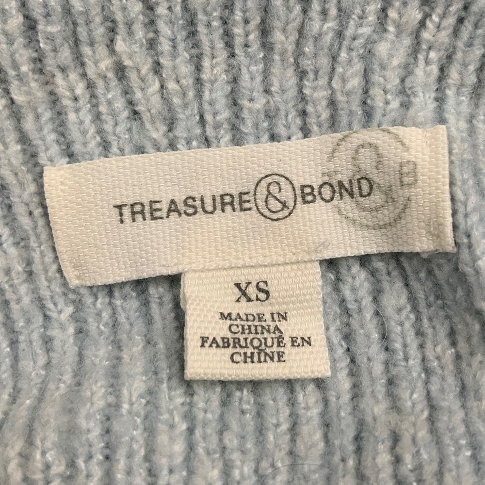 Treasure & Bond Light Blue Drift Asymmetrical Off Shoulder Ribbed Cotton… - Picture 11 of 14